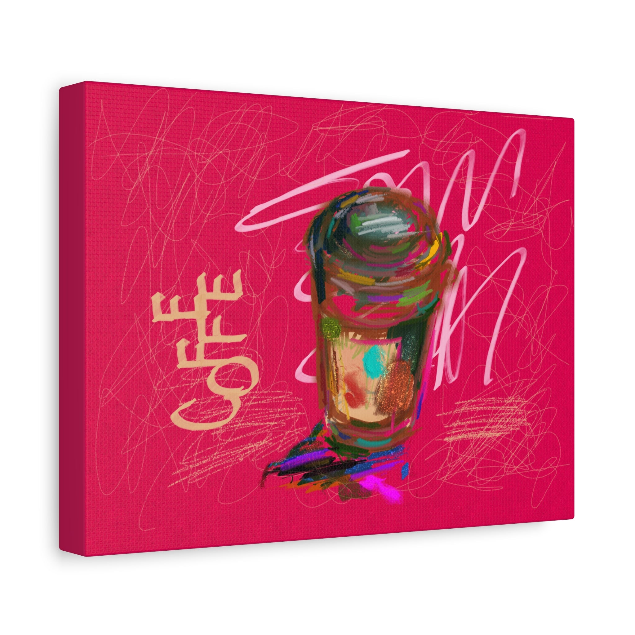 Canvas Wall Art Print - Colorful Coffee Cup Pop Art ("Coffee")