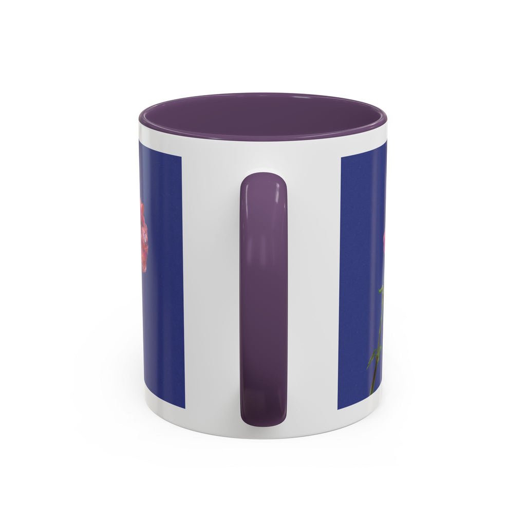 Carnation Floral Single Stem Accent Coffee Mug — Pink Carnation Blossom on Navy