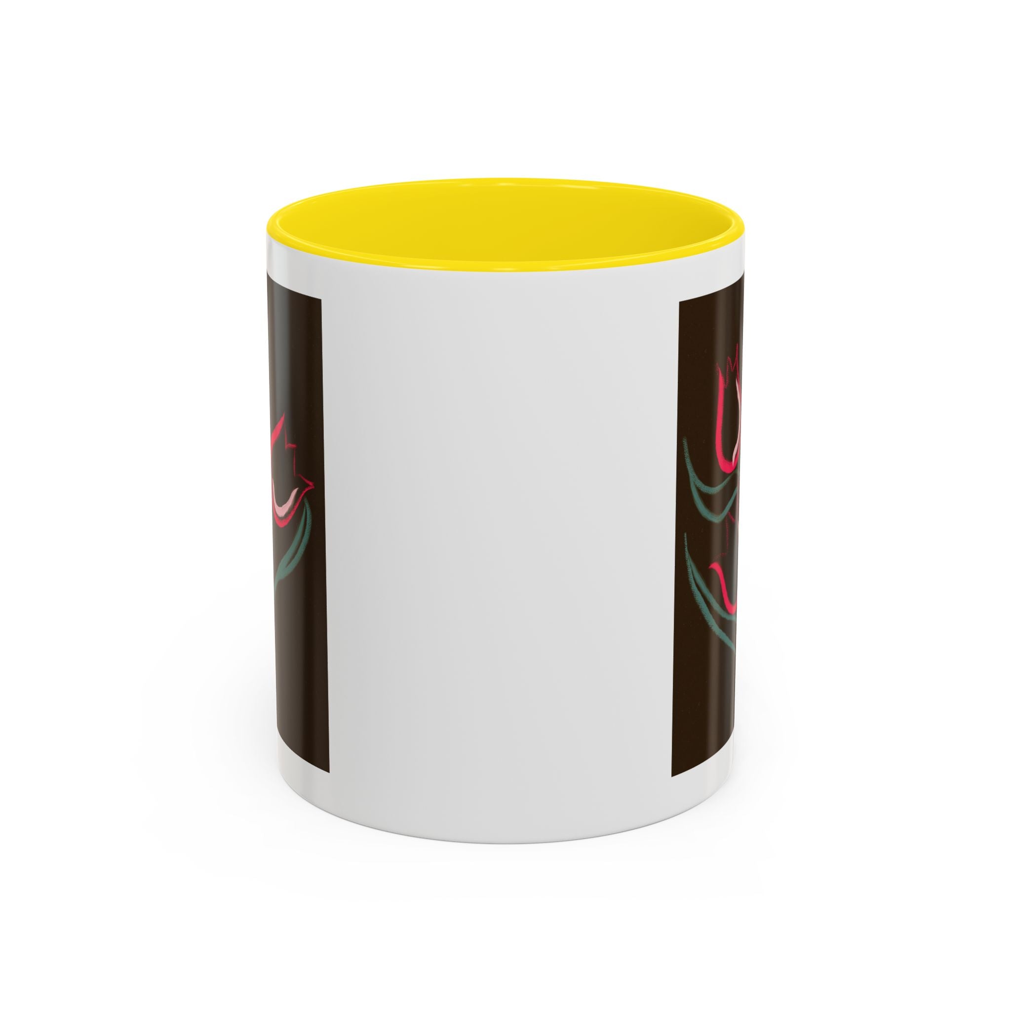 Tulip Floral Accent Coffee Mug — Pink Tulips on Dark Background (11/15 oz)