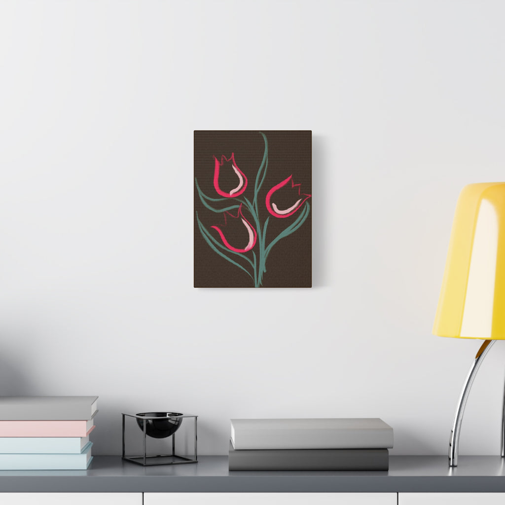 Tulip Print Canvas Art – Pink Floral Matte Stretched Print