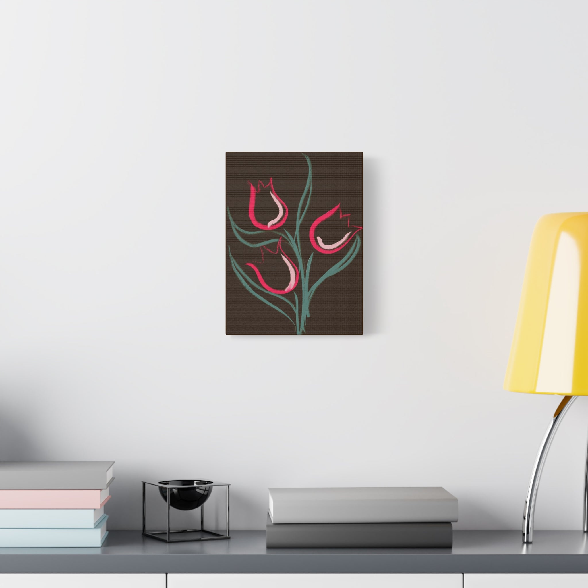 Tulip Print Canvas Art – Pink Floral Matte Stretched Print