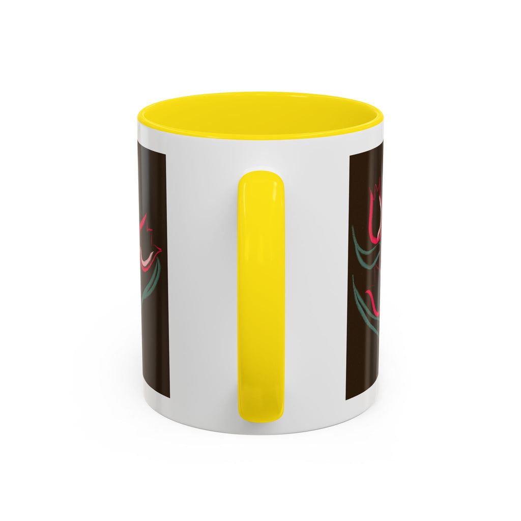 Tulip Floral Accent Coffee Mug — Pink Tulips on Dark Background (11/15 oz)
