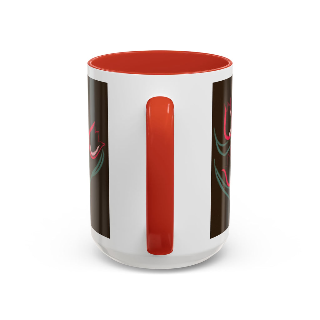Tulip Floral Accent Coffee Mug — Pink Tulips on Dark Background (11/15 oz)