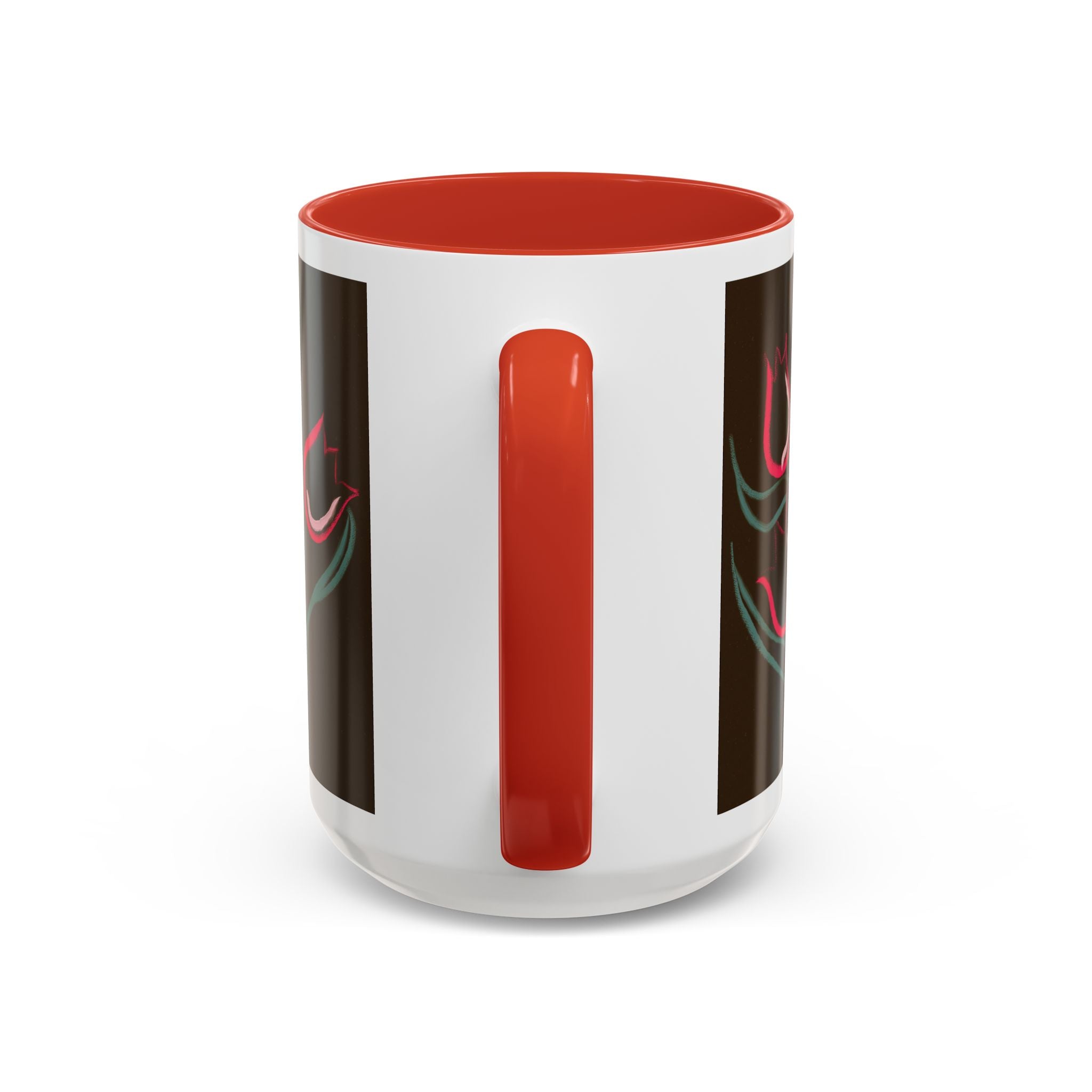 Tulip Floral Accent Coffee Mug — Pink Tulips on Dark Background (11/15 oz)
