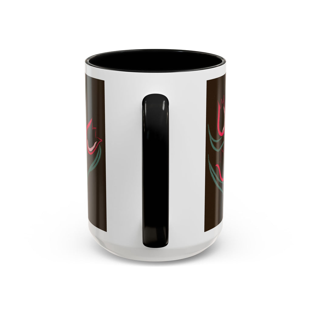 Tulip Floral Accent Coffee Mug — Pink Tulips on Dark Background (11/15 oz)