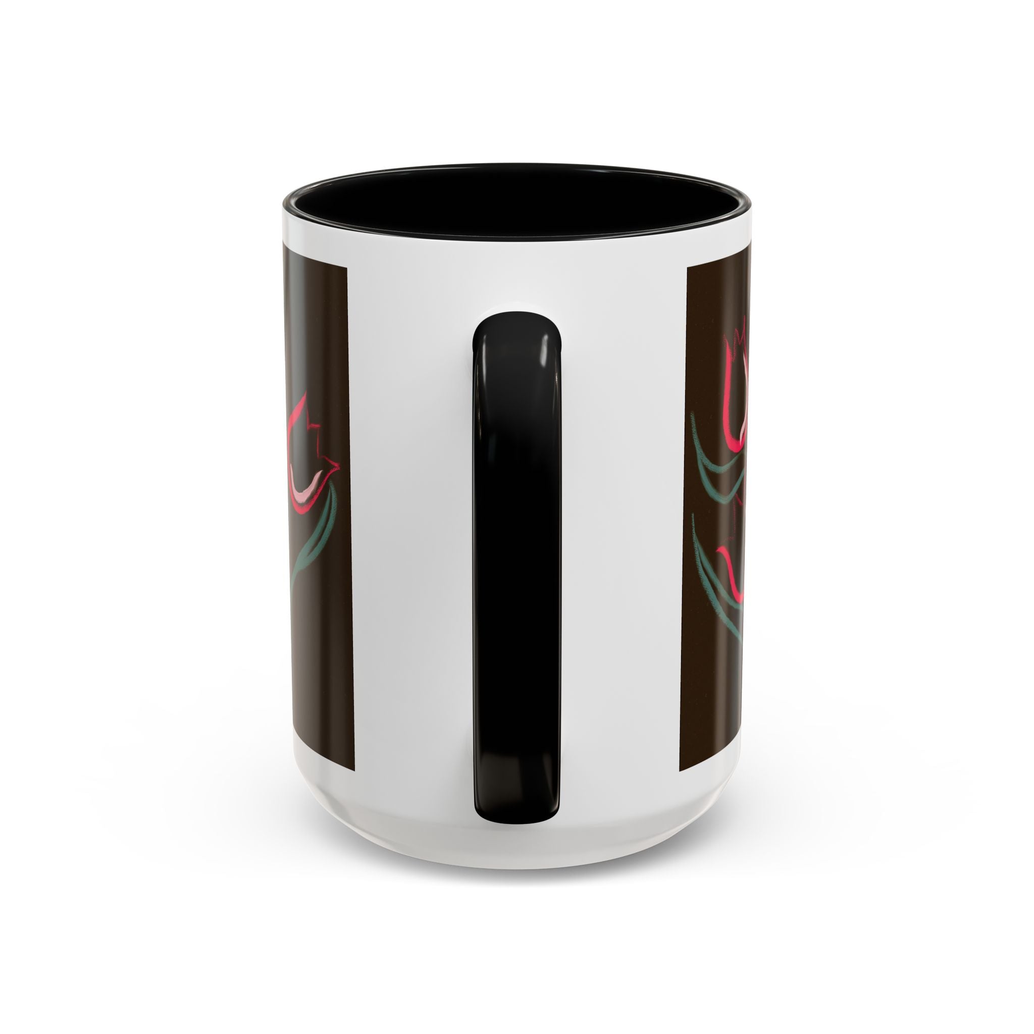 Tulip Floral Accent Coffee Mug — Pink Tulips on Dark Background (11/15 oz)