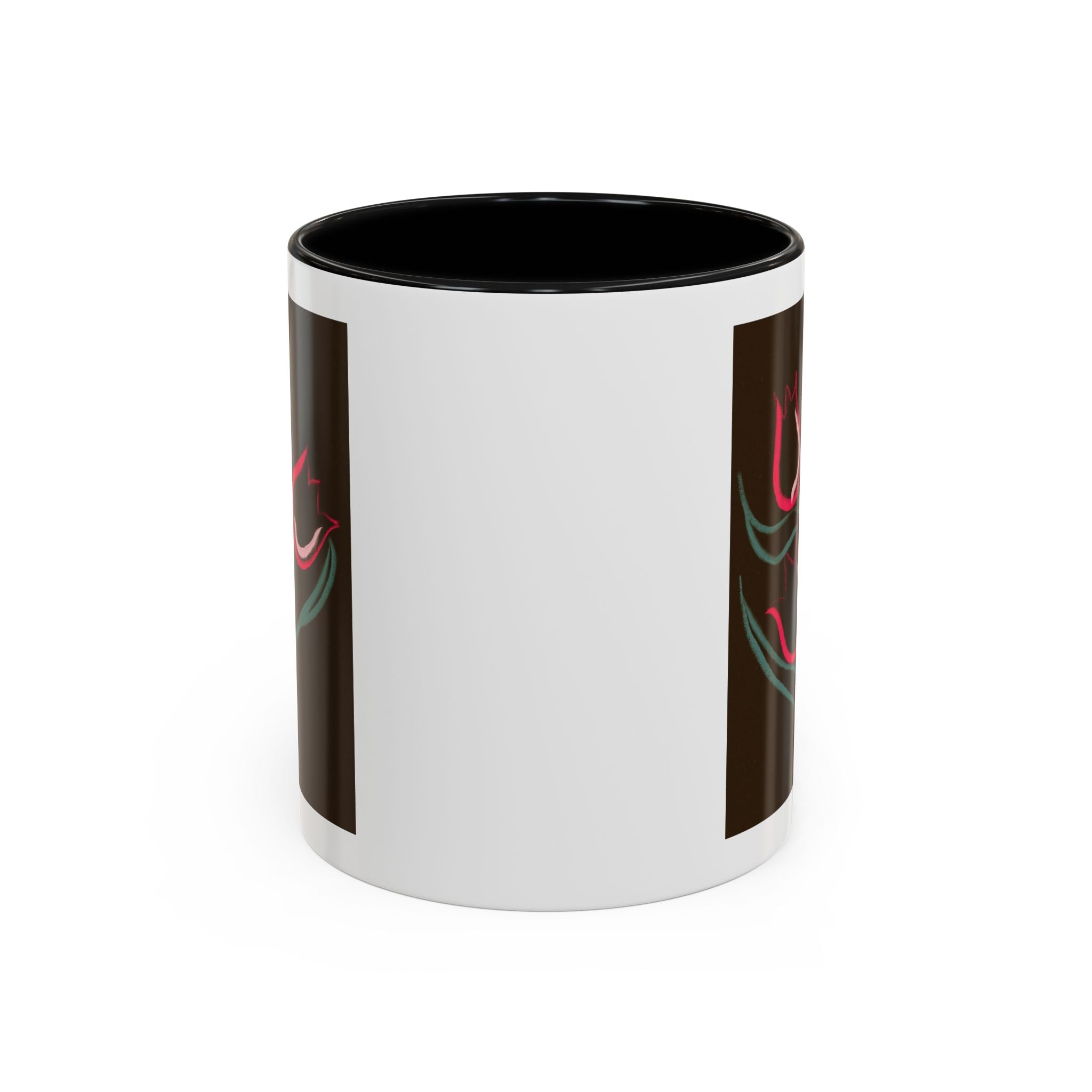 Tulip Floral Accent Coffee Mug — Pink Tulips on Dark Background (11/15 oz)