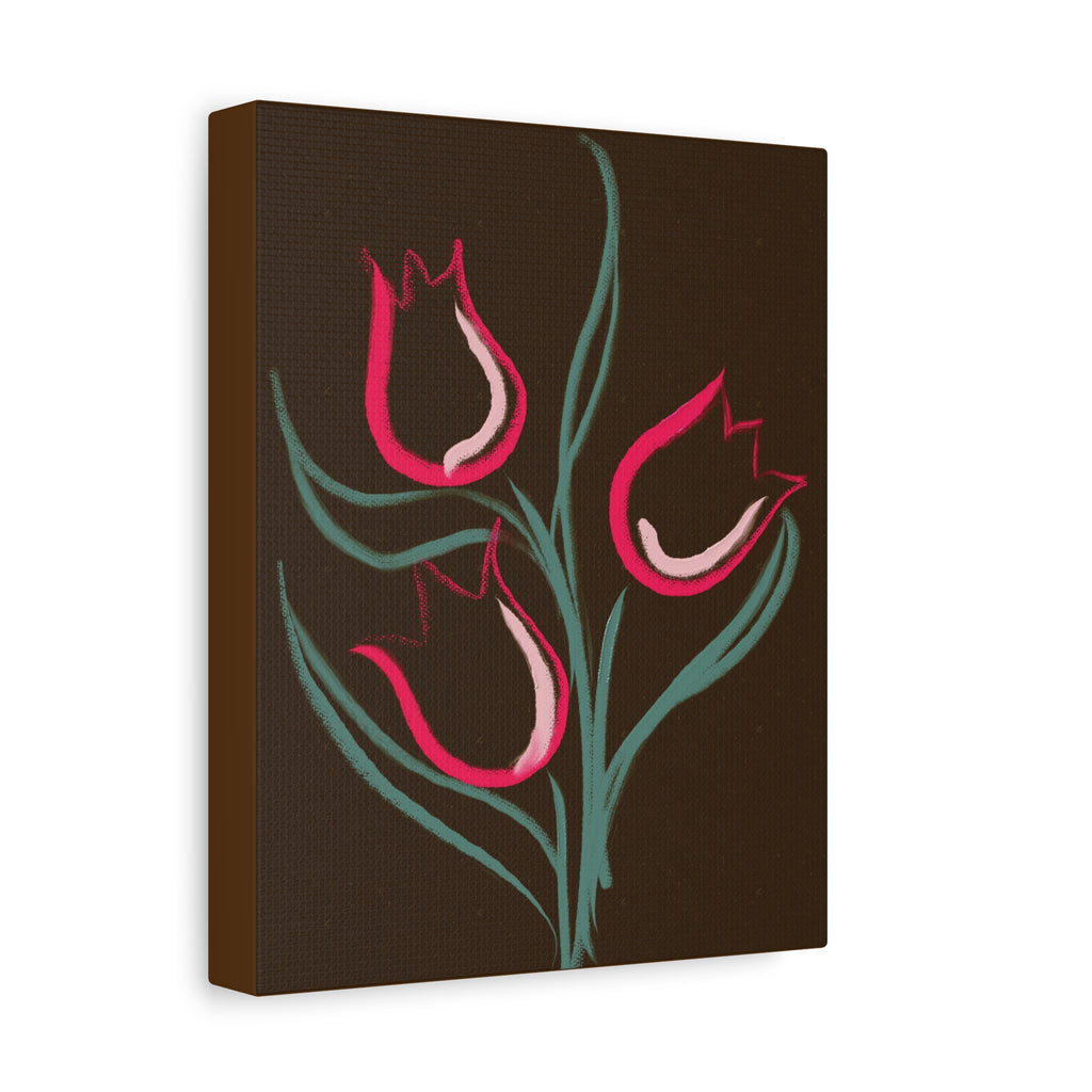 Tulip Print Canvas Art – Pink Floral Matte Stretched Print