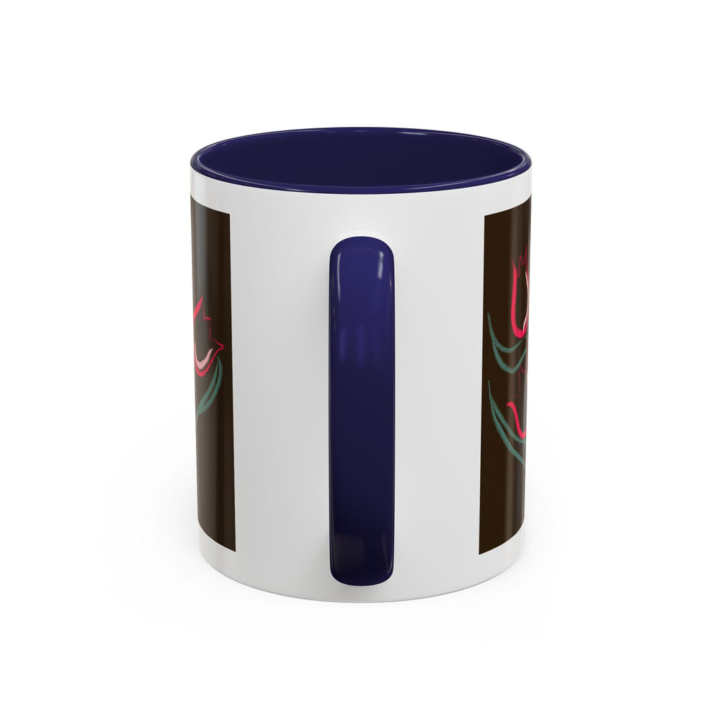 Tulip Floral Accent Coffee Mug — Pink Tulips on Dark Background (11/15 oz)