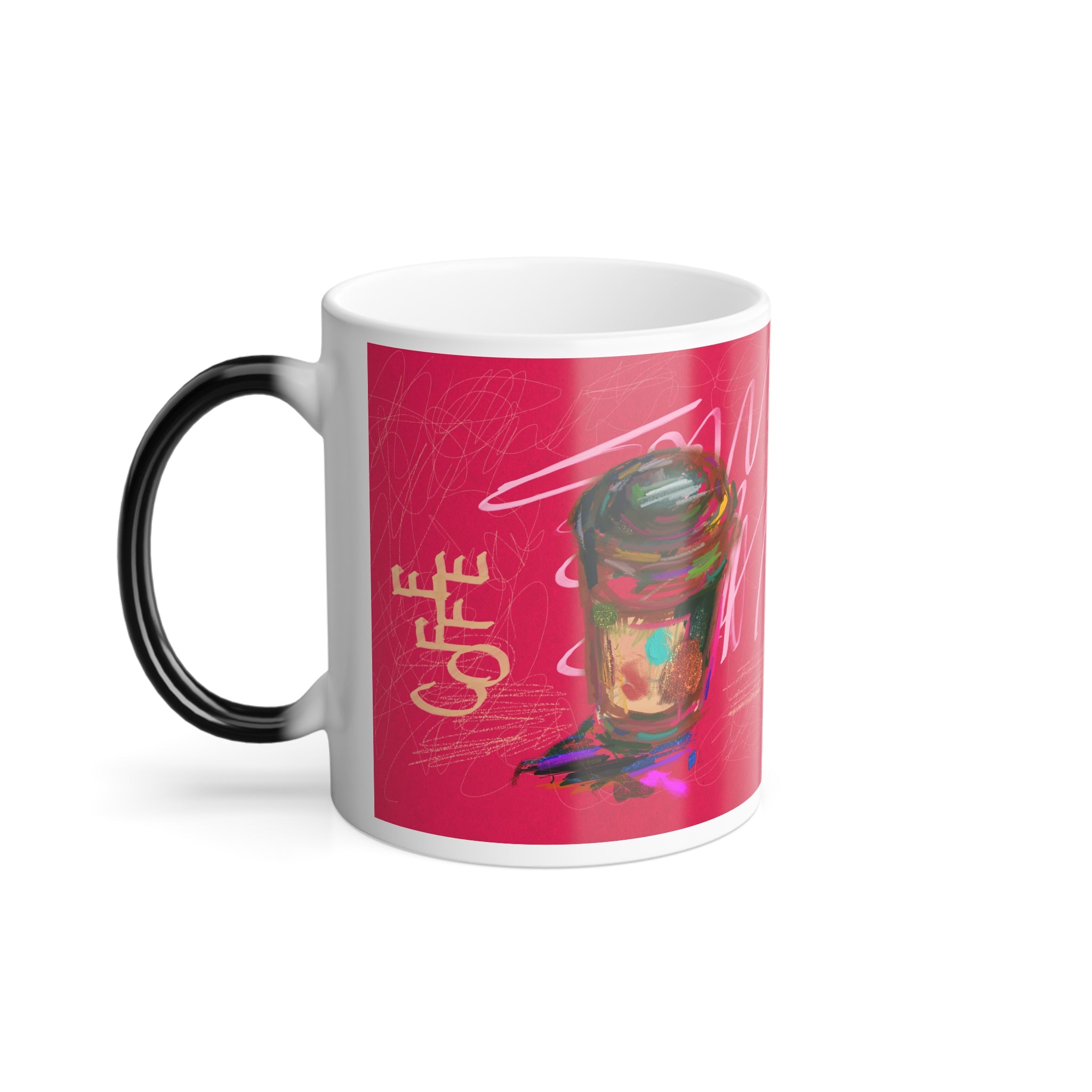 Color-Changing Coffee Mug – 11oz Vibrant Pop Art 'Coffee' Design