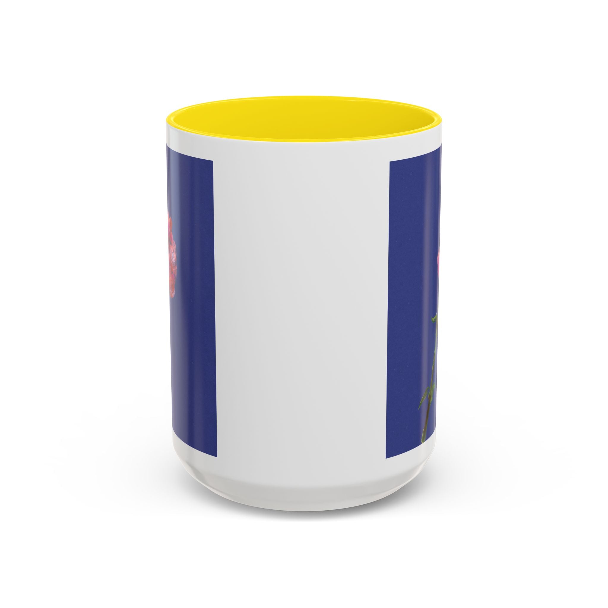 Carnation Floral Single Stem Accent Coffee Mug — Pink Carnation Blossom on Navy