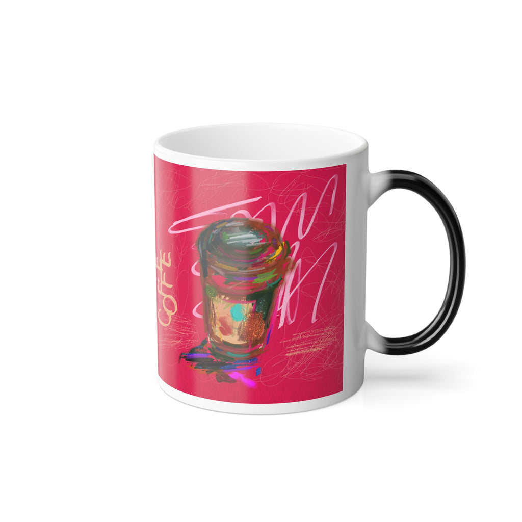 Color-Changing Coffee Mug – 11oz Vibrant Pop Art 'Coffee' Design