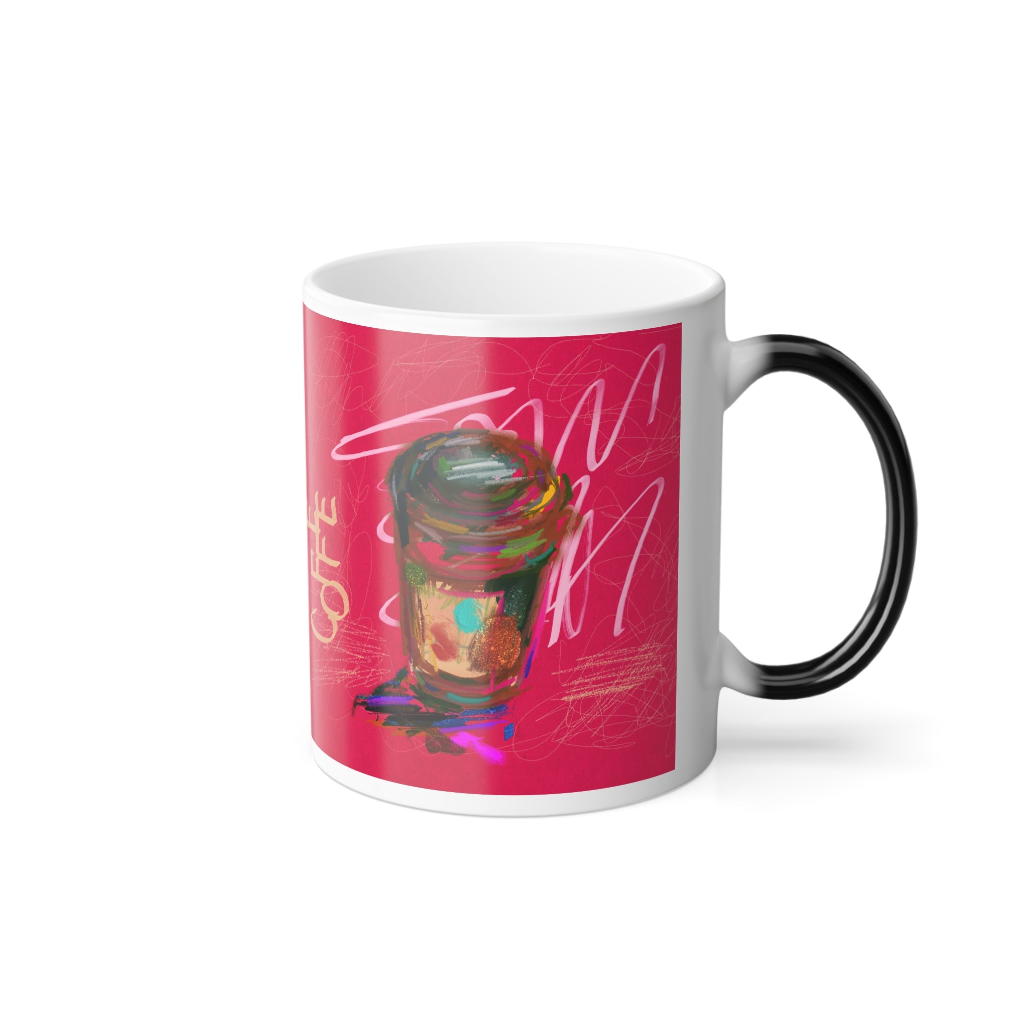 Color-Changing Coffee Mug – 11oz Vibrant Pop Art 'Coffee' Design