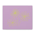 Purple Daisy Line Art Print Matte Canvas Wall Art — Minimal Floral Stretched Canvas