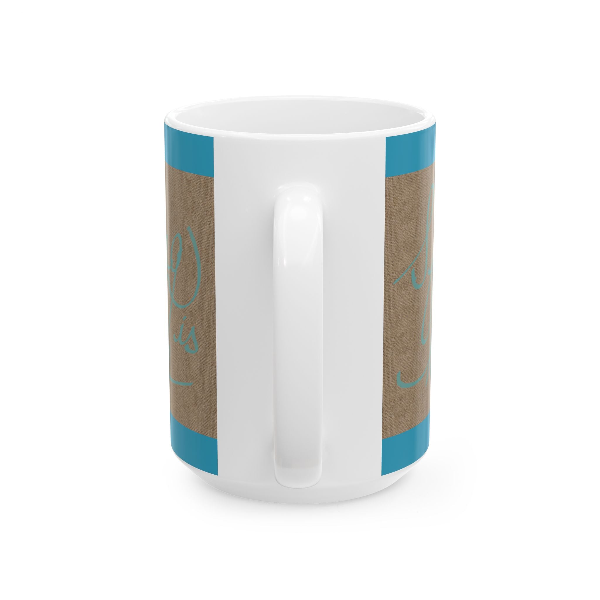 Inspirational Script Ceramic Mug – "Spring is Here" Teal Accent (11oz/15oz)