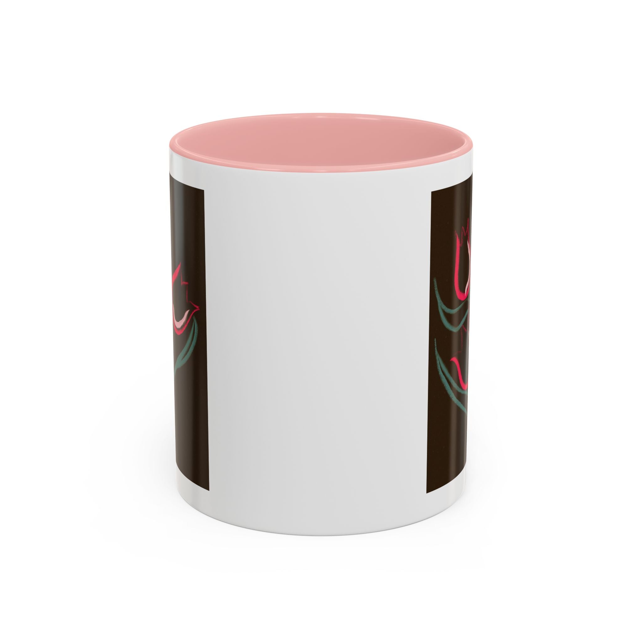 Tulip Floral Accent Coffee Mug — Pink Tulips on Dark Background (11/15 oz)