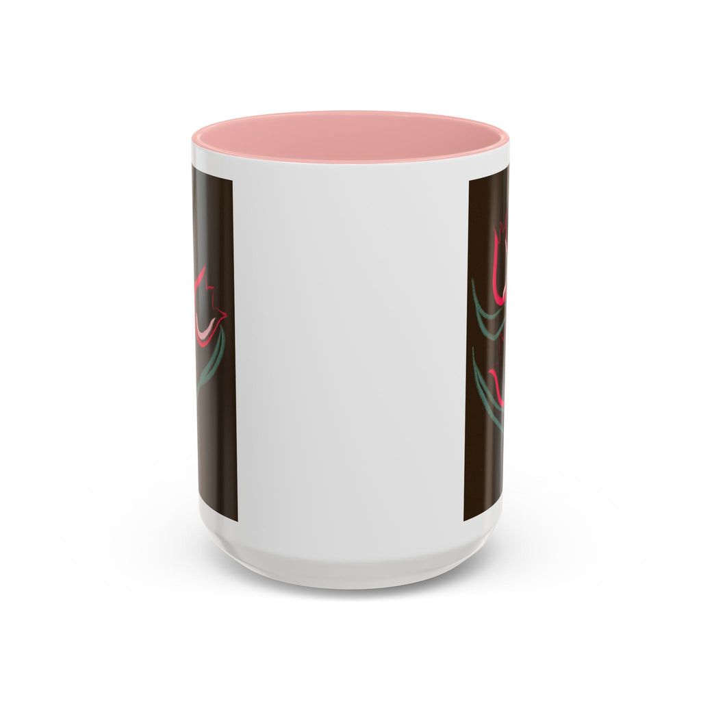 Tulip Floral Accent Coffee Mug — Pink Tulips on Dark Background (11/15 oz)