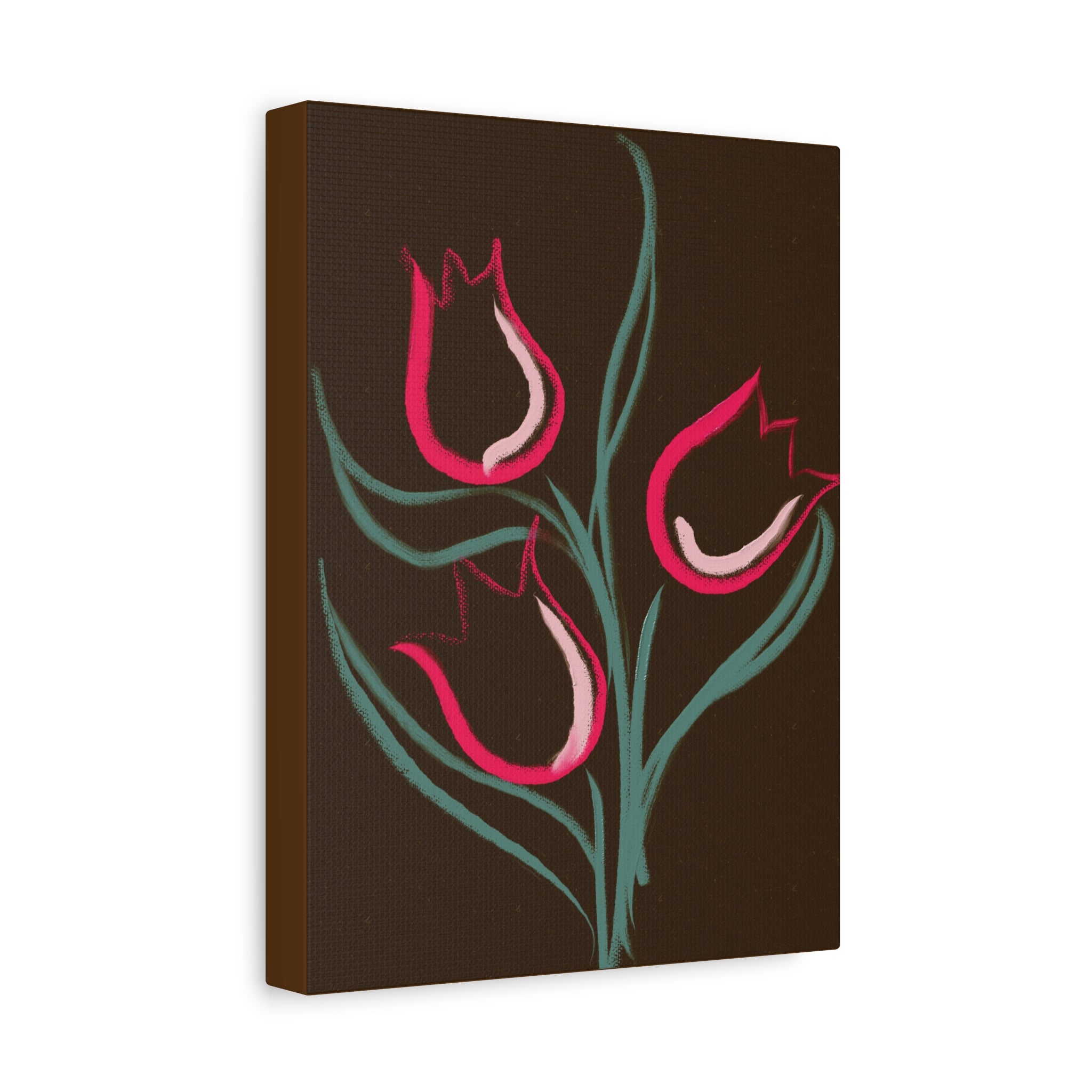 Tulip Print Canvas Art – Pink Floral Matte Stretched Print