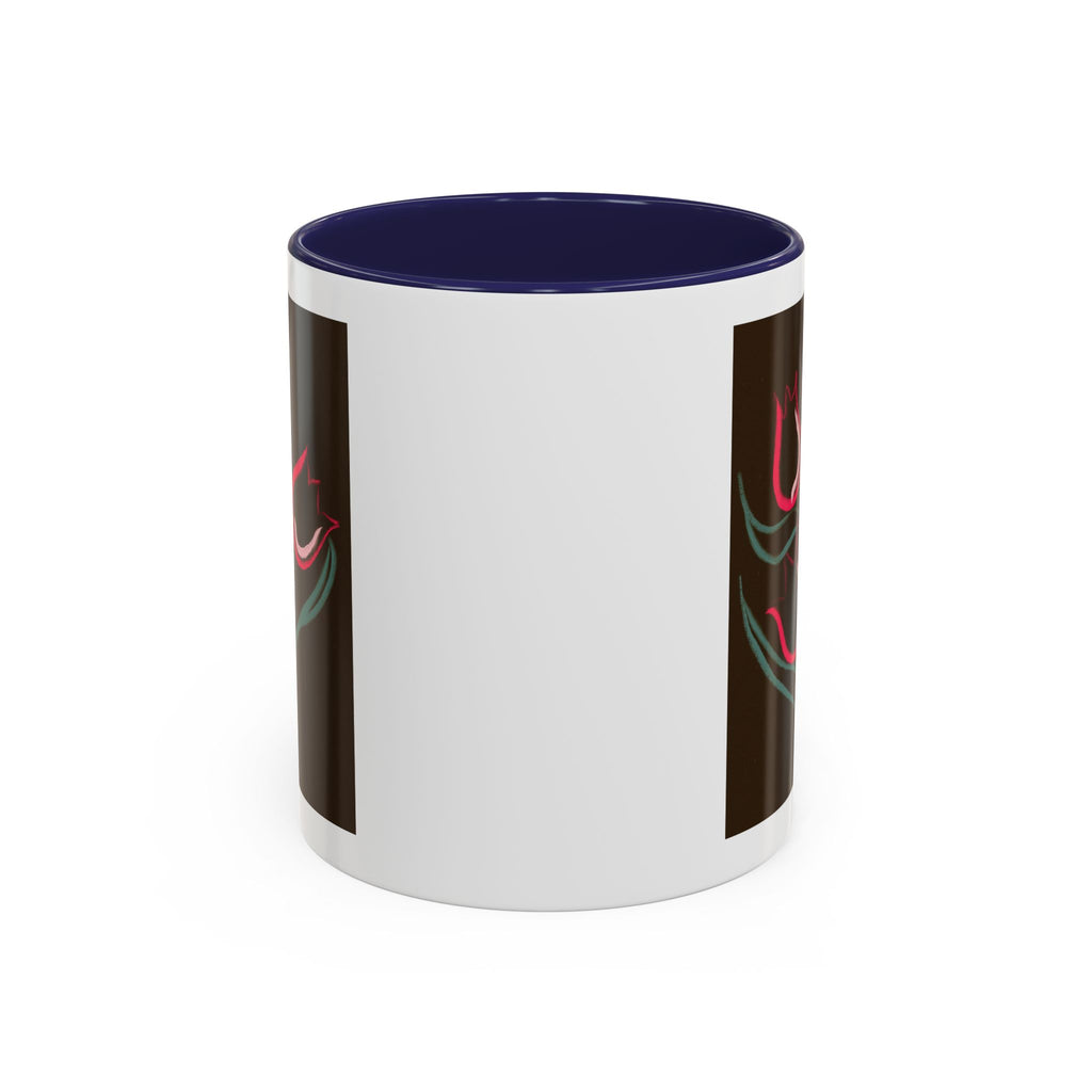 Tulip Floral Accent Coffee Mug — Pink Tulips on Dark Background (11/15 oz)