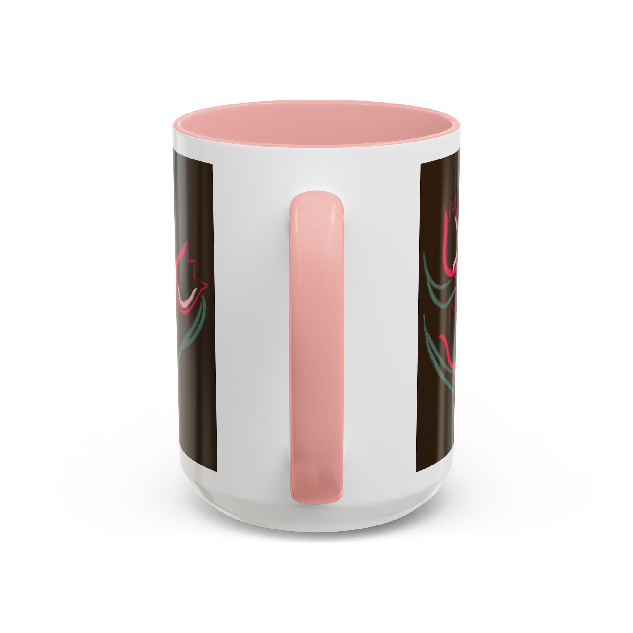 Tulip Floral Accent Coffee Mug — Pink Tulips on Dark Background (11/15 oz)