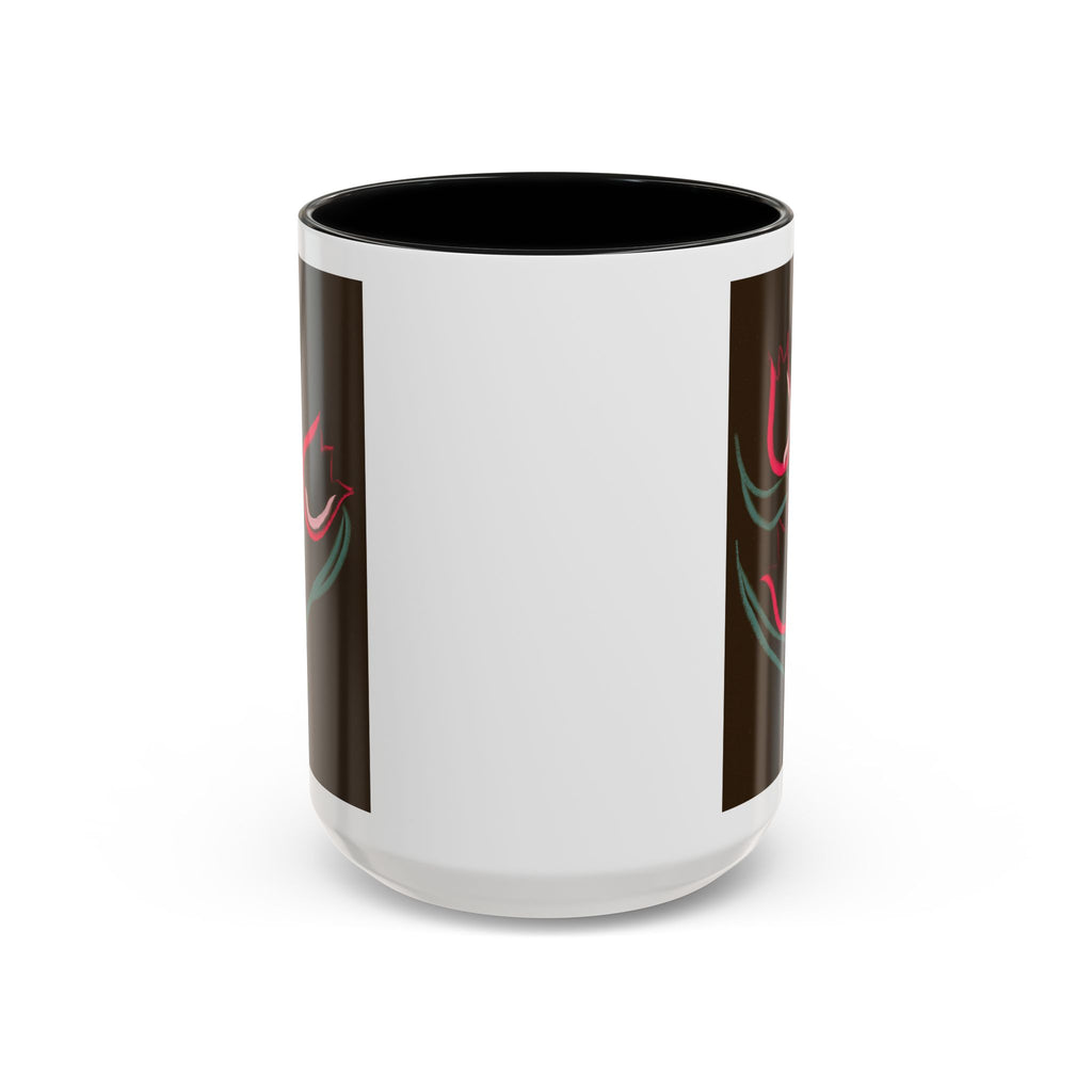 Tulip Floral Accent Coffee Mug — Pink Tulips on Dark Background (11/15 oz)