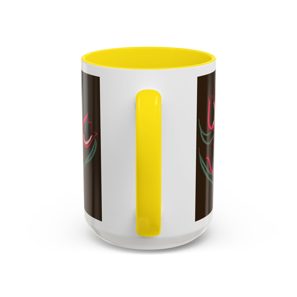 Tulip Floral Accent Coffee Mug — Pink Tulips on Dark Background (11/15 oz)