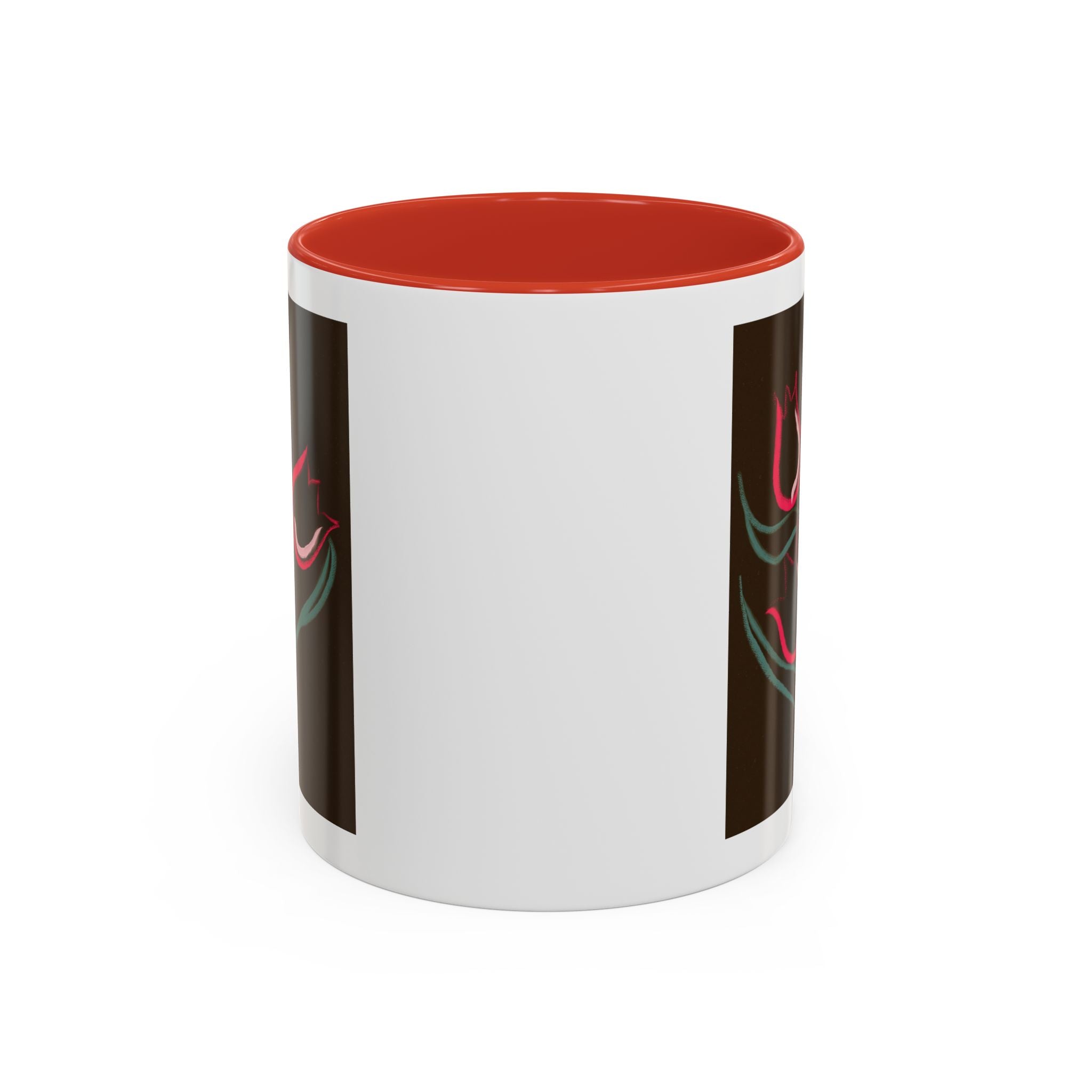 Tulip Floral Accent Coffee Mug — Pink Tulips on Dark Background (11/15 oz)