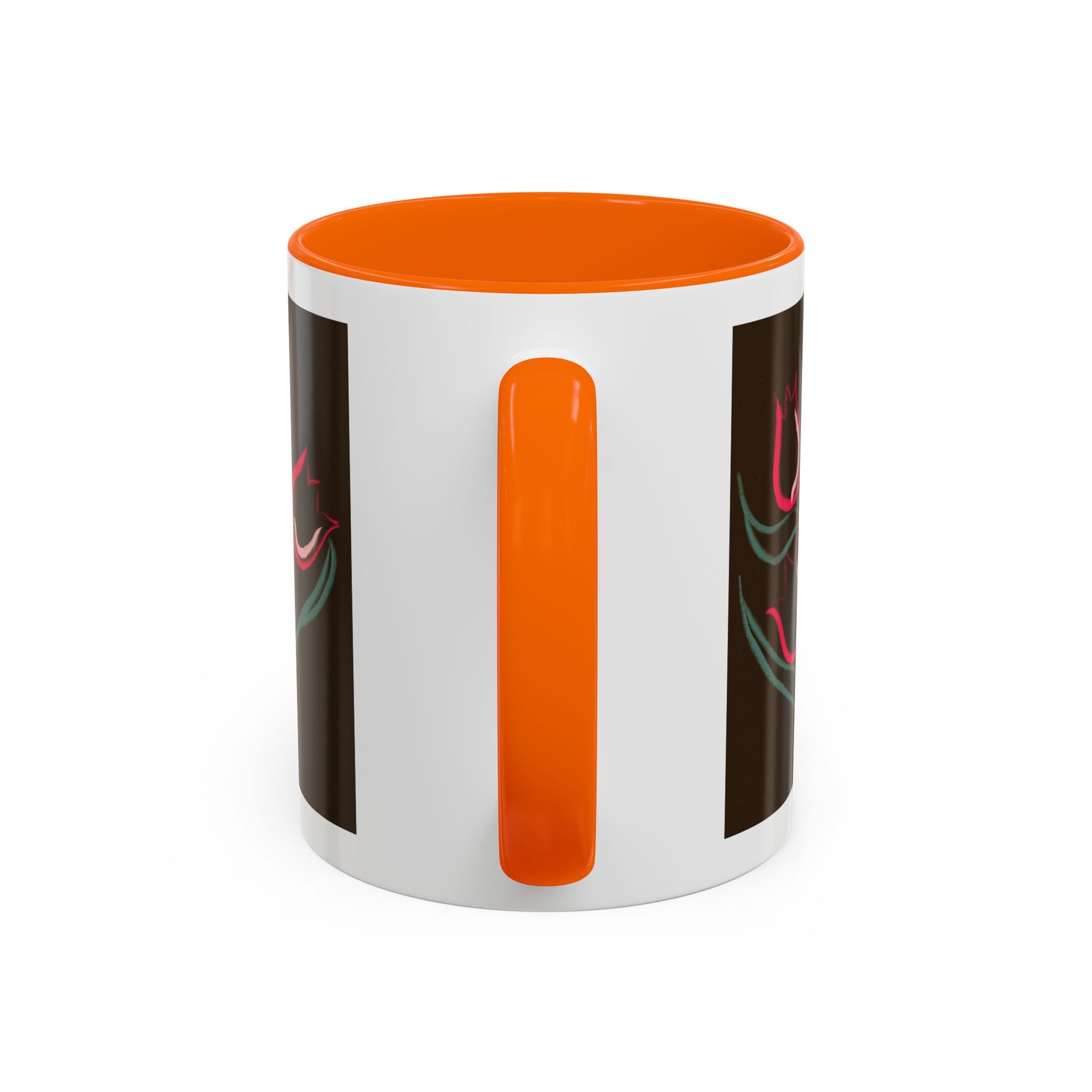 Tulip Floral Accent Coffee Mug — Pink Tulips on Dark Background (11/15 oz)