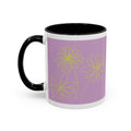 Purple Floral Accent Mug — Dainty Yellow Daisy Coffee Cup (11/15oz)