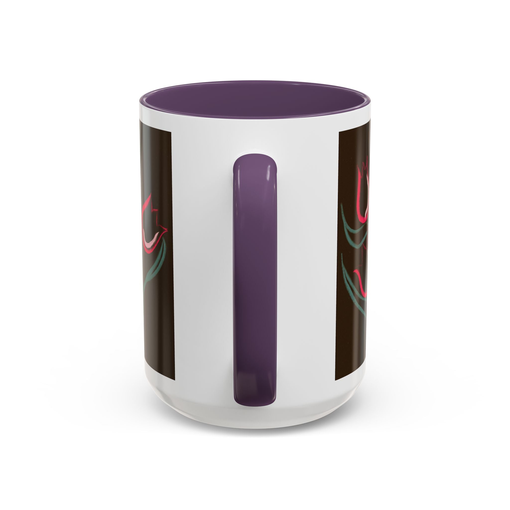Tulip Floral Accent Coffee Mug — Pink Tulips on Dark Background (11/15 oz)