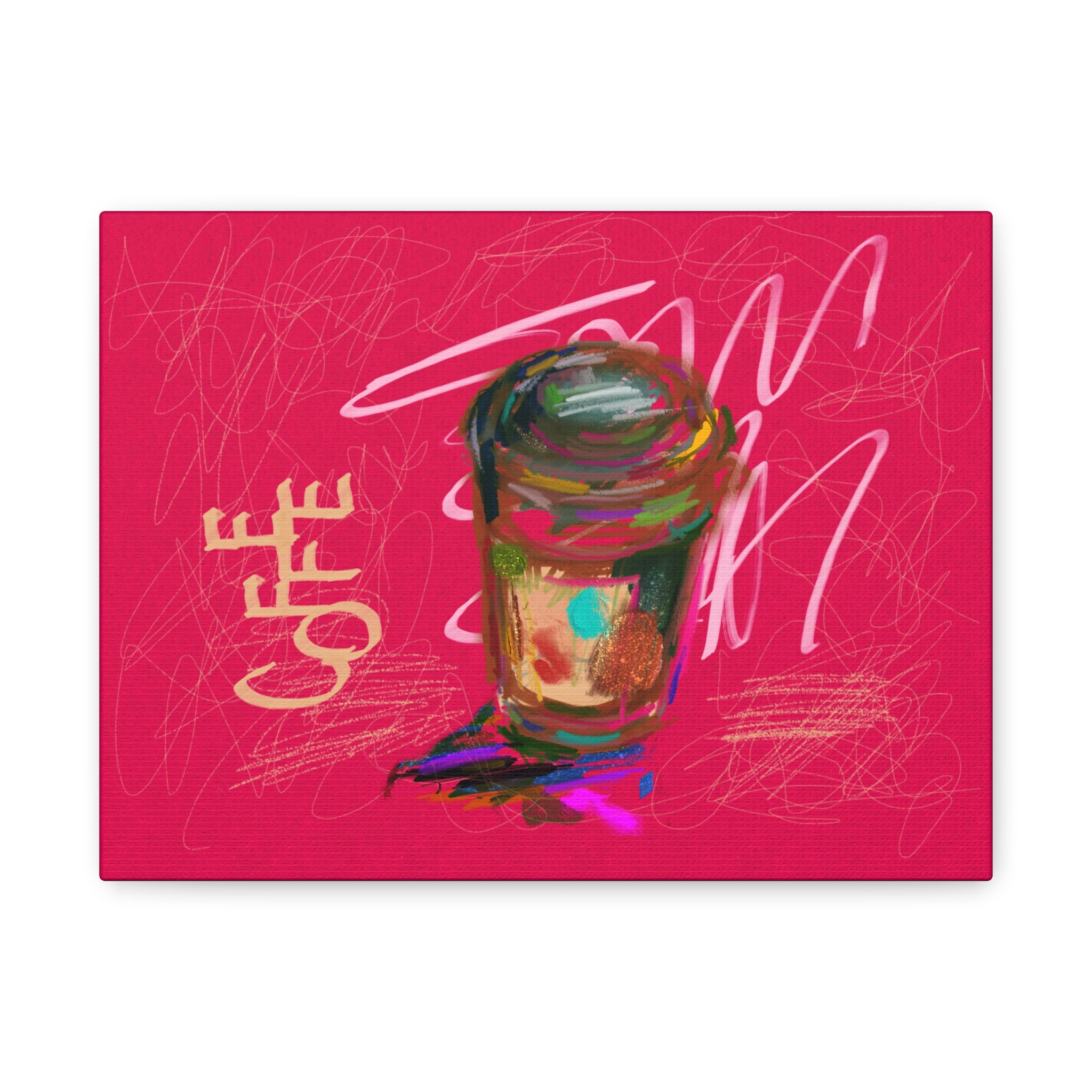 Canvas Wall Art Print - Colorful Coffee Cup Pop Art ("Coffee")