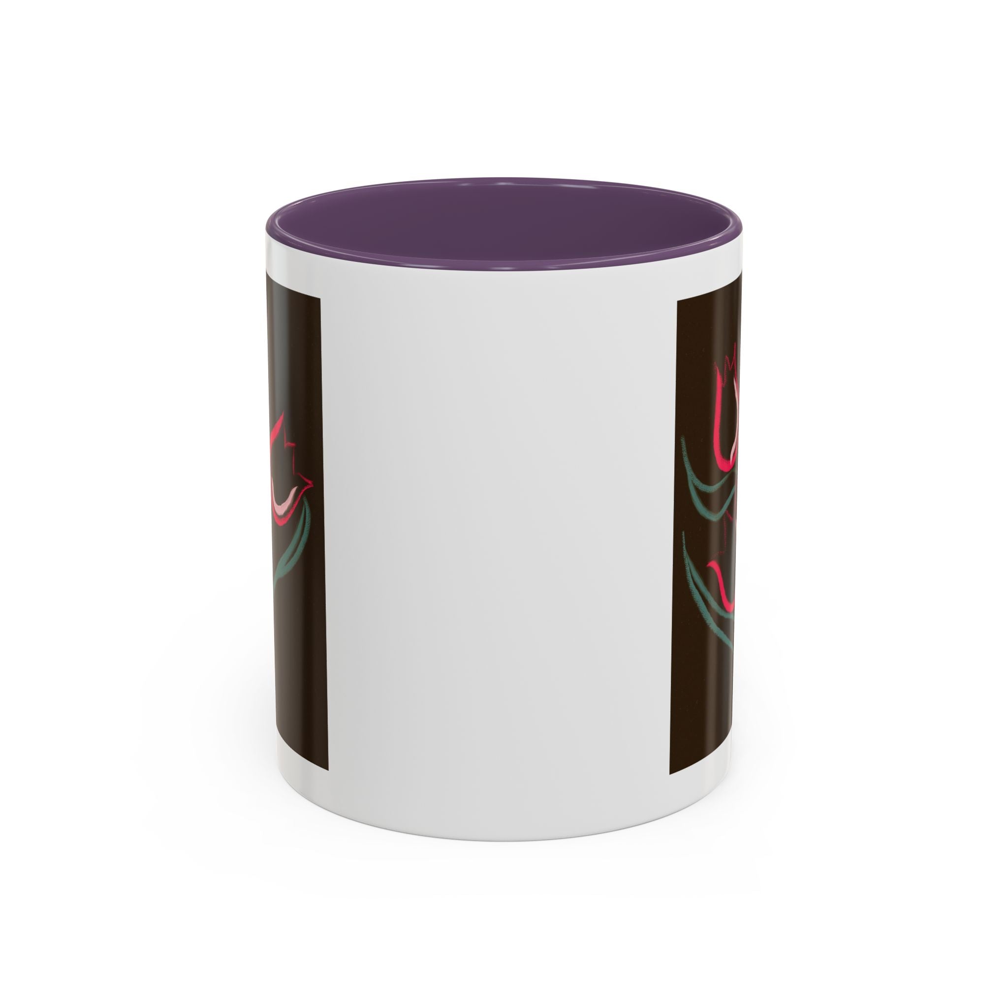 Tulip Floral Accent Coffee Mug — Pink Tulips on Dark Background (11/15 oz)