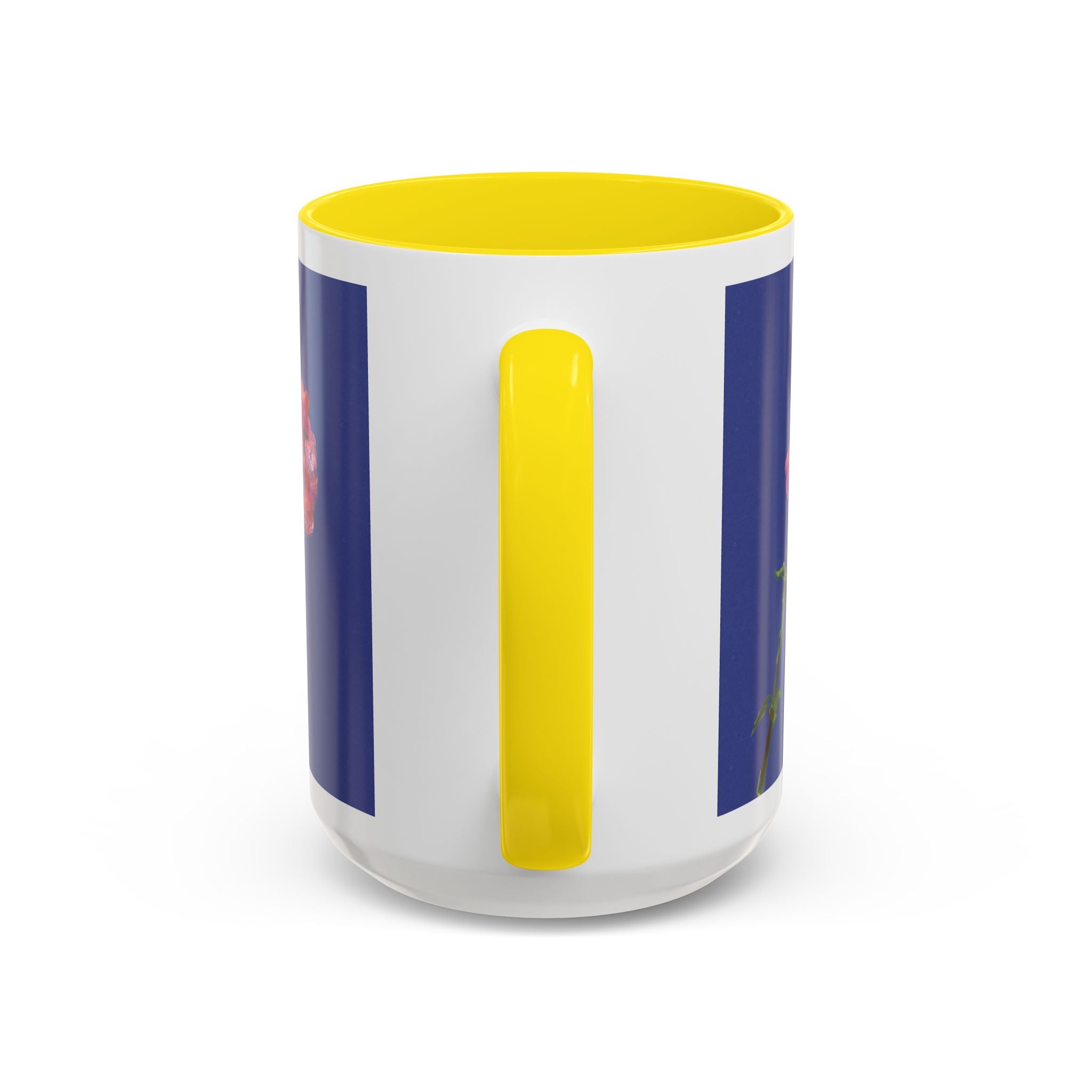 Carnation Floral Single Stem Accent Coffee Mug — Pink Carnation Blossom on Navy