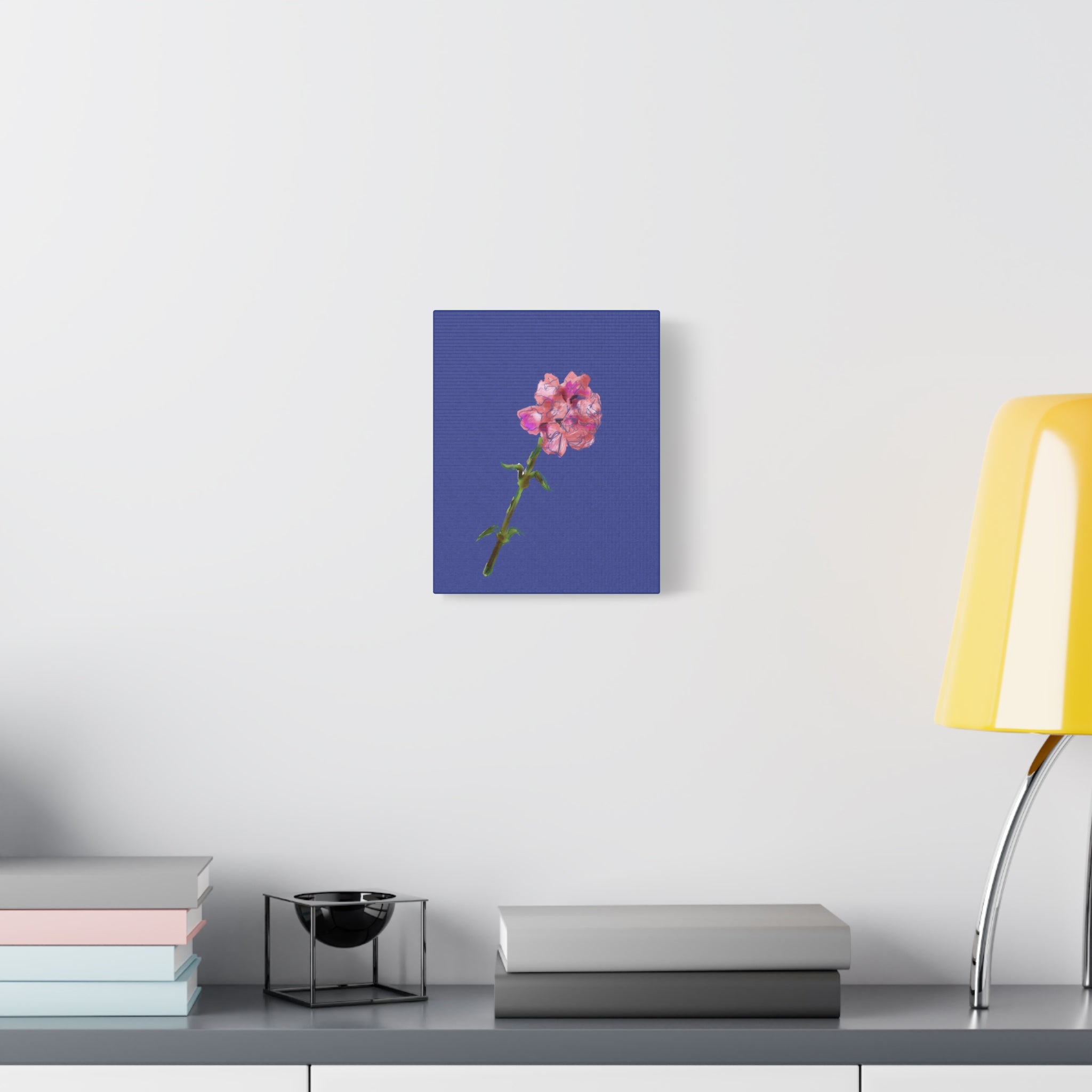 Pink Floral Stem Canvas Print Wall Art — Matte Stretched 1.25"