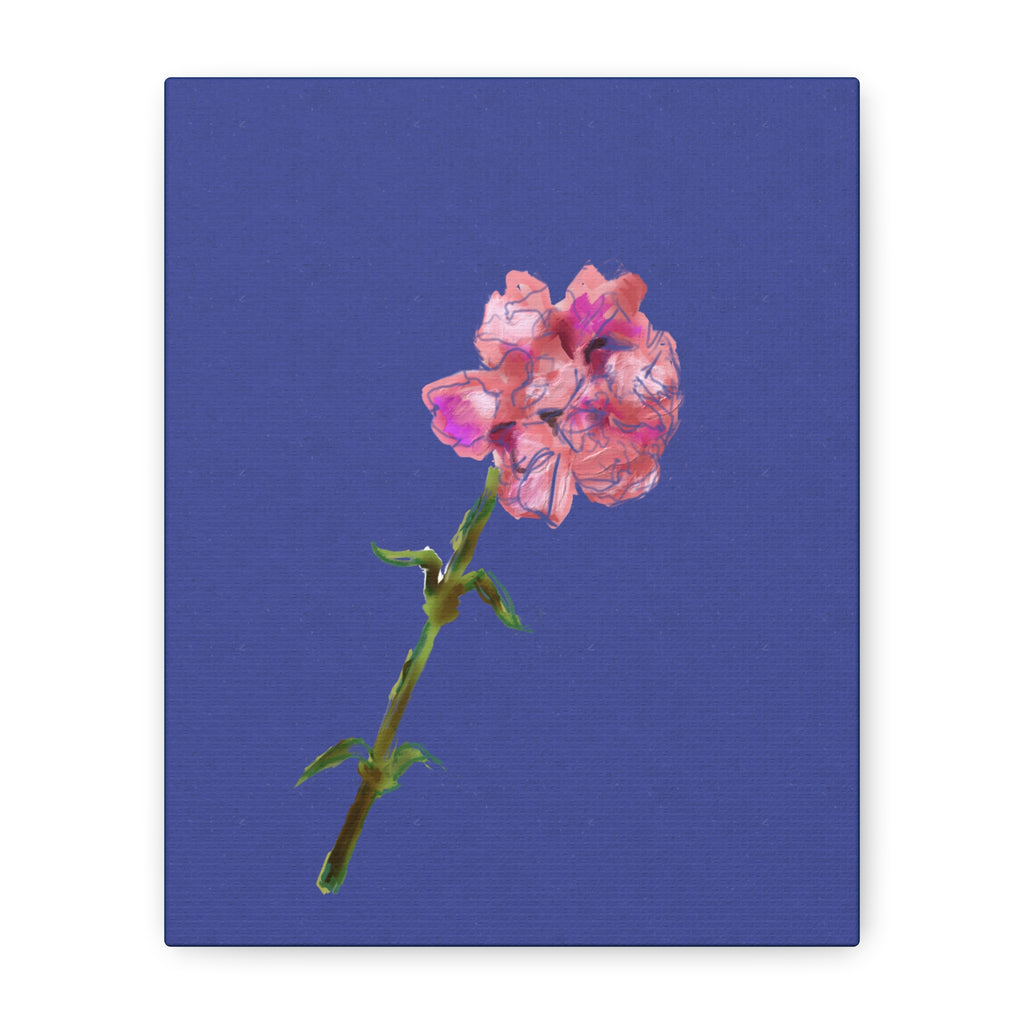 Pink Floral Stem Canvas Print Wall Art — Matte Stretched 1.25"