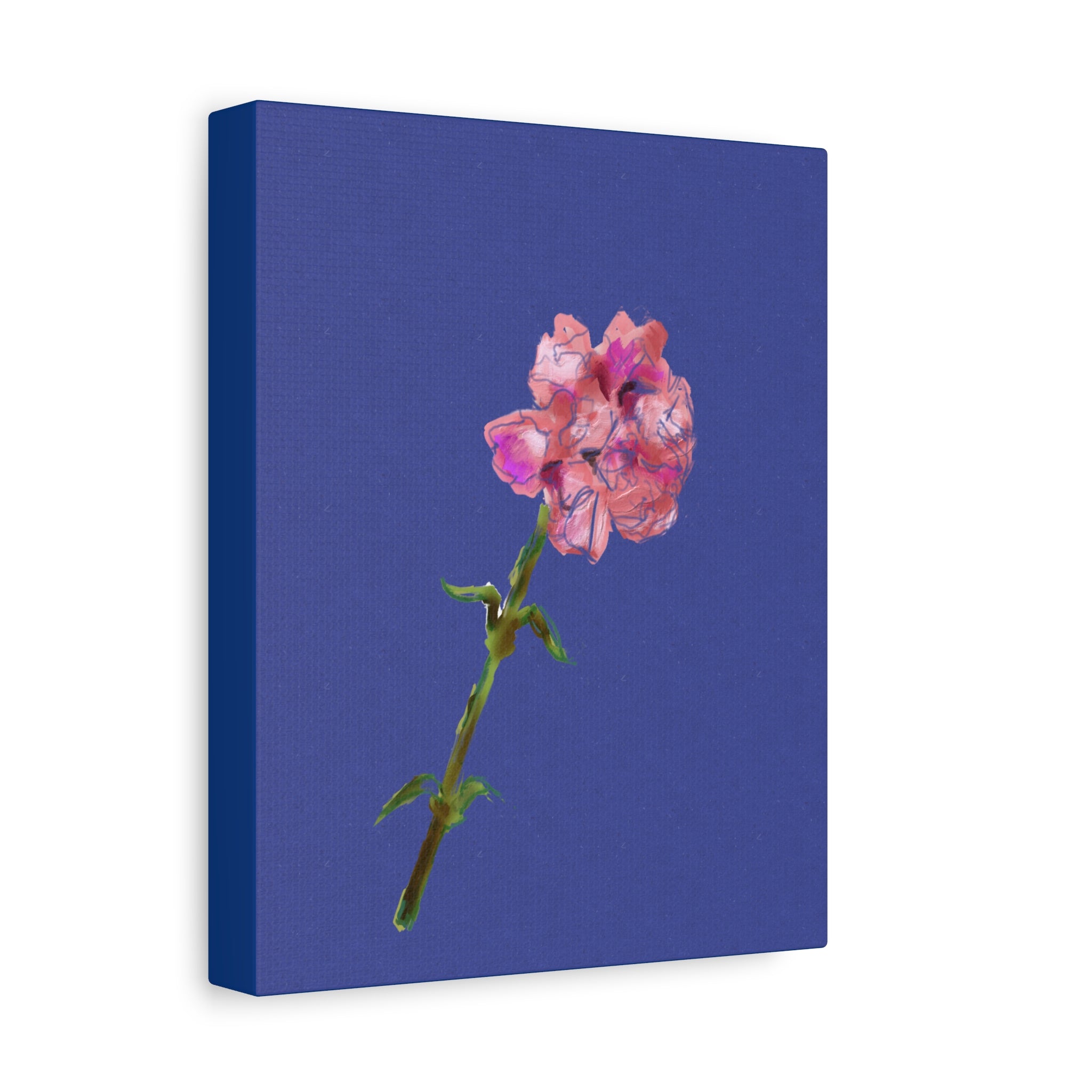 Pink Floral Stem Canvas Print Wall Art — Matte Stretched 1.25"