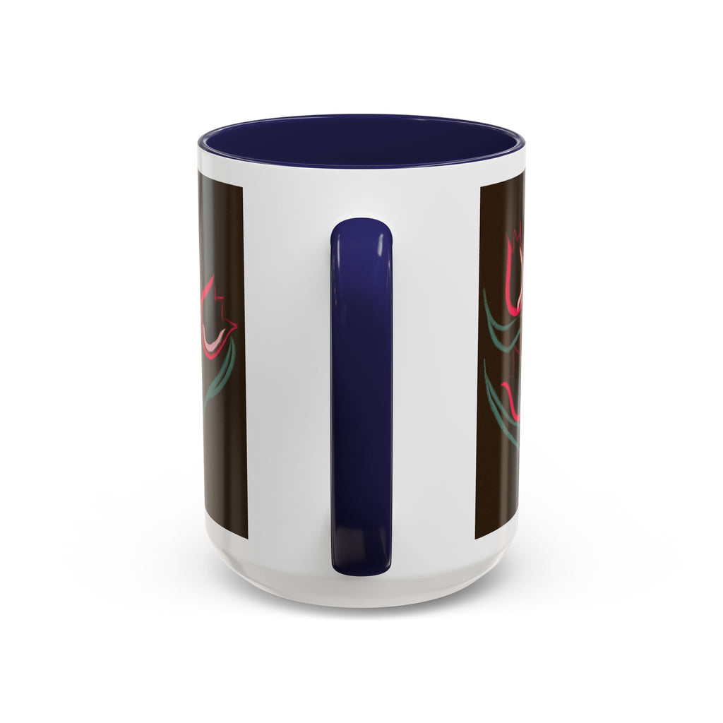 Tulip Floral Accent Coffee Mug — Pink Tulips on Dark Background (11/15 oz)