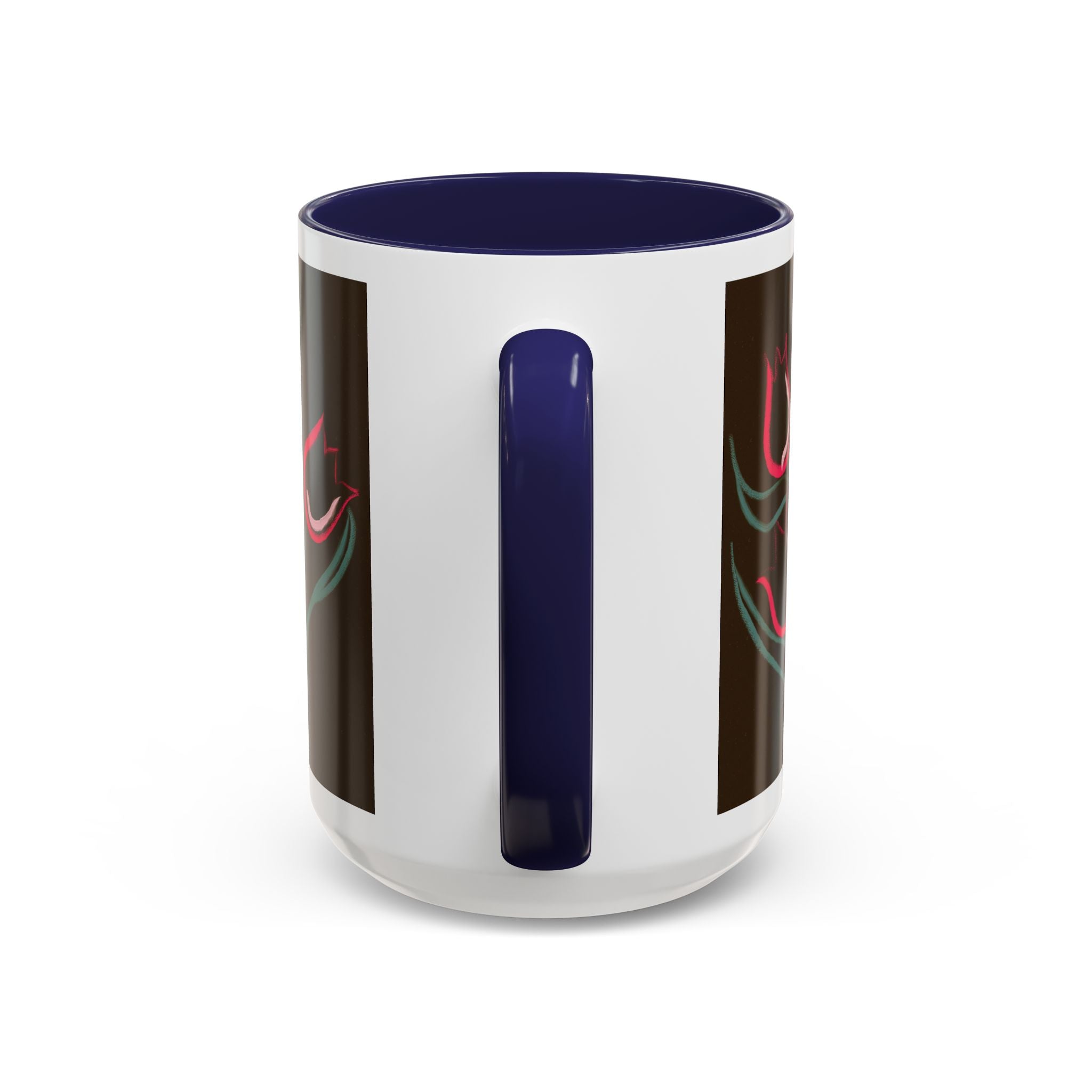 Tulip Floral Accent Coffee Mug — Pink Tulips on Dark Background (11/15 oz)