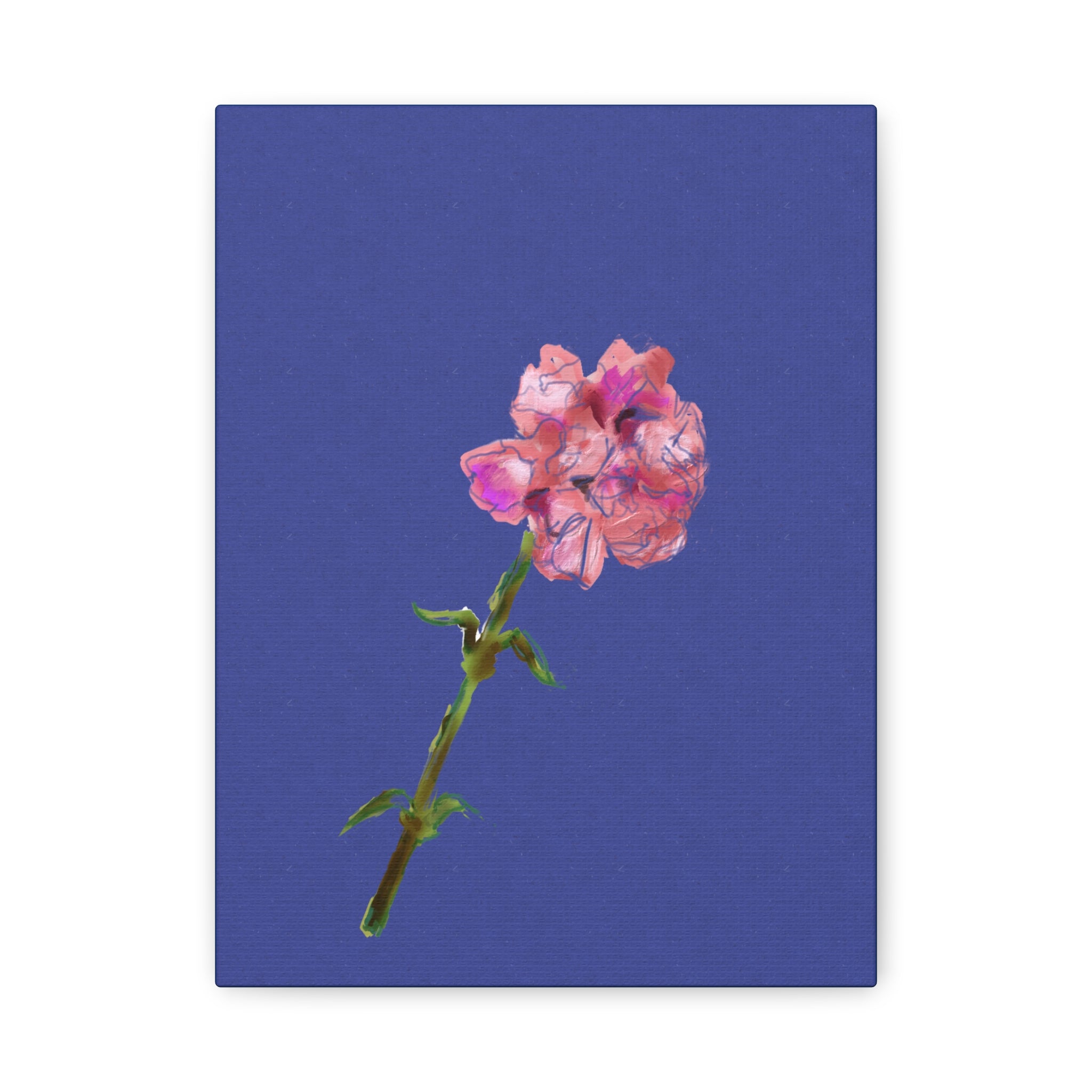 Pink Floral Stem Canvas Print Wall Art — Matte Stretched 1.25"