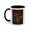 Tulip Floral Accent Coffee Mug — Pink Tulips on Dark Background (11/15 oz)