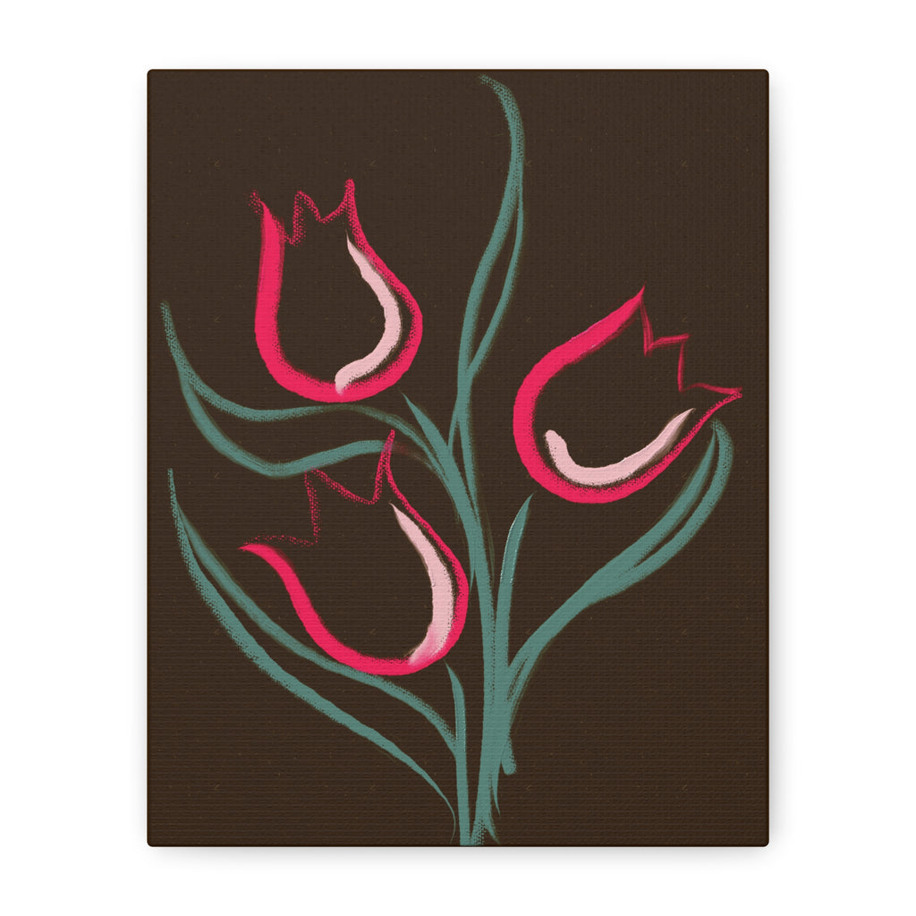 Tulip Print Canvas Art – Pink Floral Matte Stretched Print
