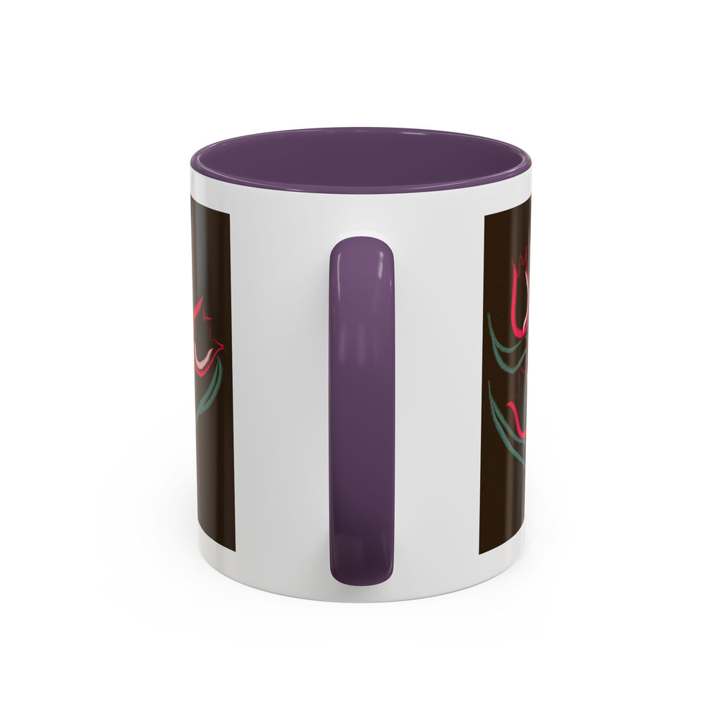 Tulip Floral Accent Coffee Mug — Pink Tulips on Dark Background (11/15 oz)