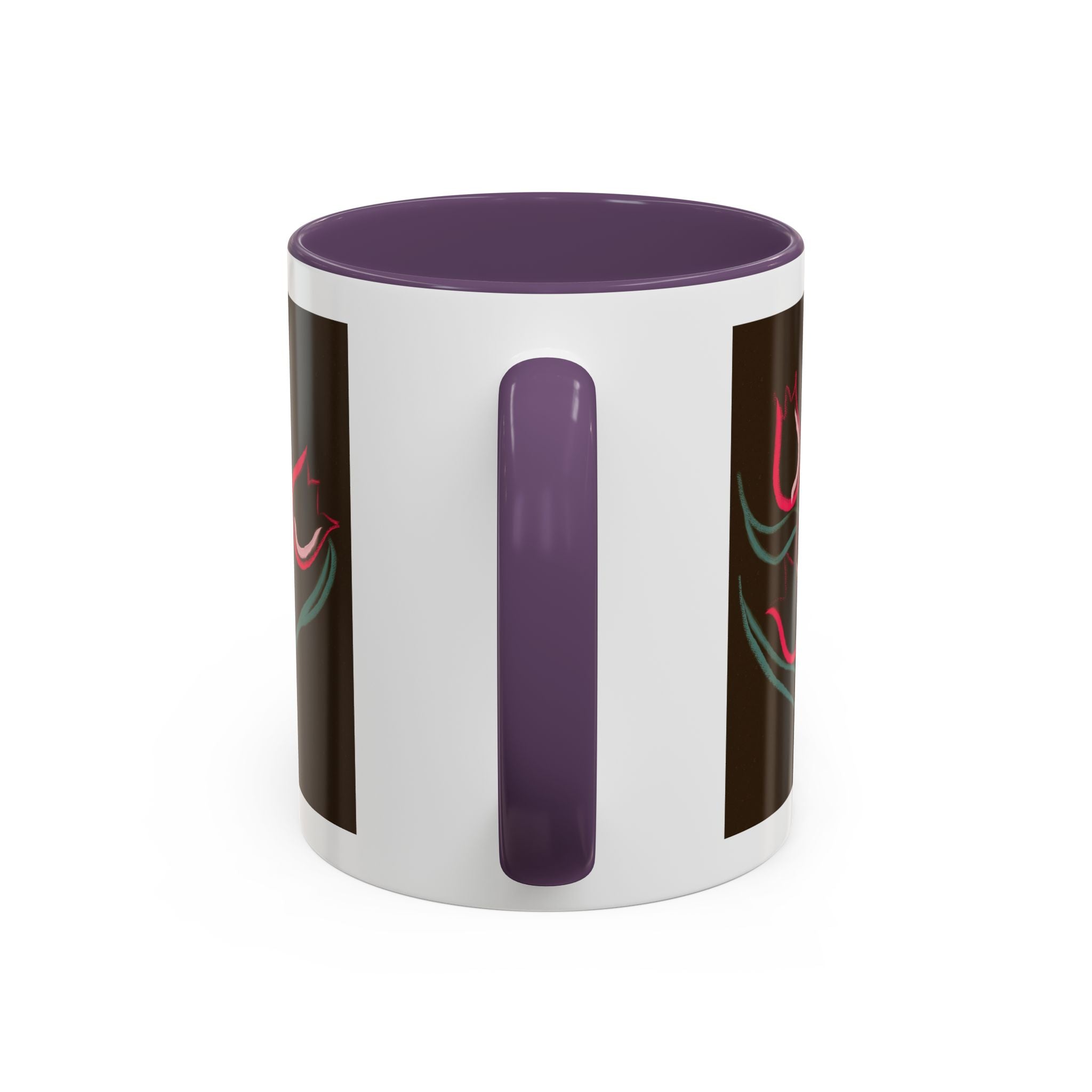 Tulip Floral Accent Coffee Mug — Pink Tulips on Dark Background (11/15 oz)
