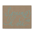 Canvas Print Wall Art - "Spring is Here" Aqua Script on Kraft Background