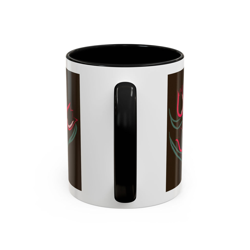 Tulip Floral Accent Coffee Mug — Pink Tulips on Dark Background (11/15 oz)