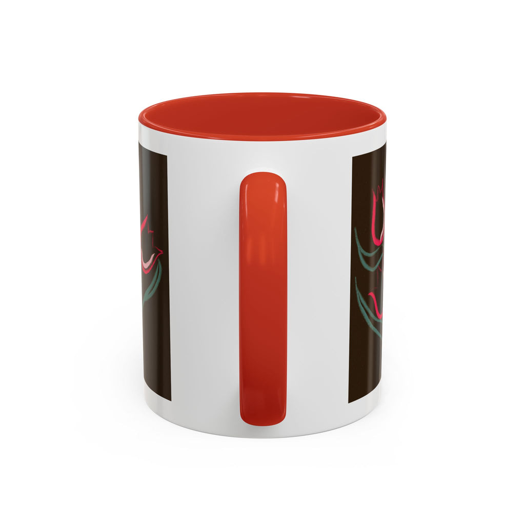 Tulip Floral Accent Coffee Mug — Pink Tulips on Dark Background (11/15 oz)