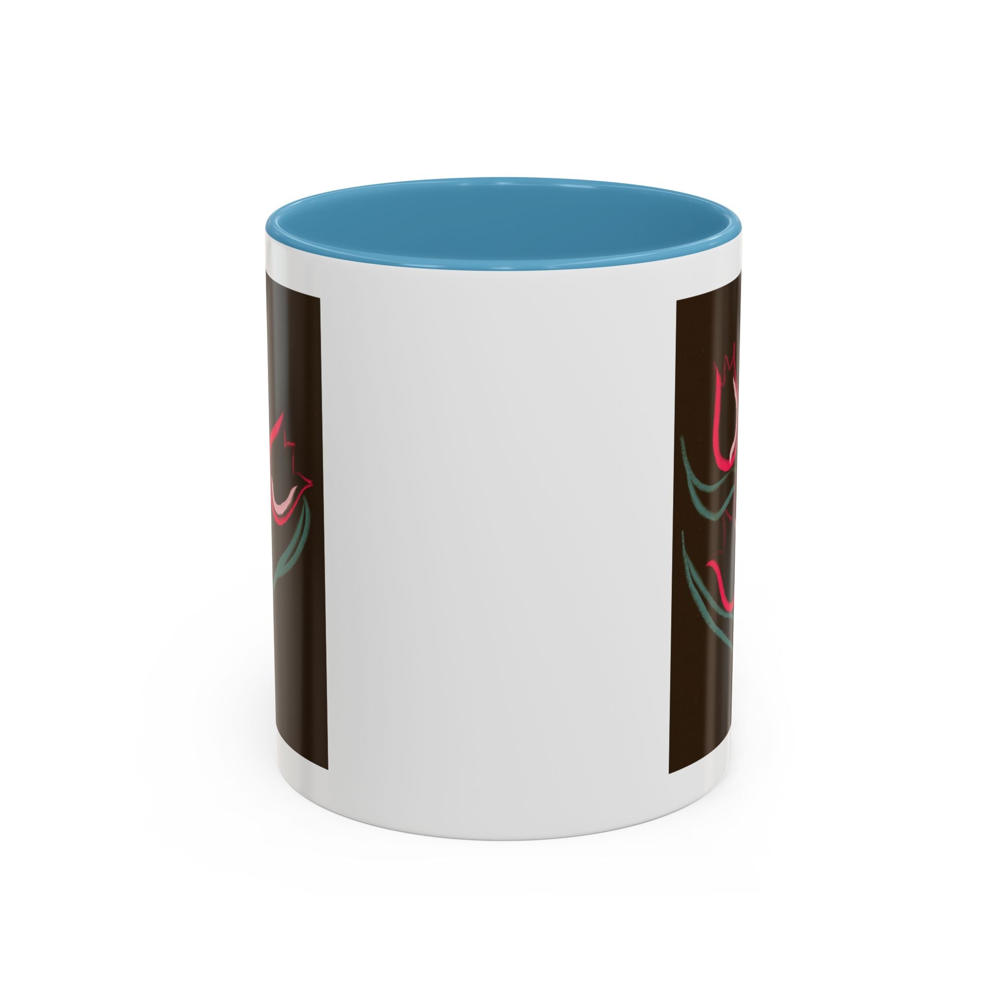 Tulip Floral Accent Coffee Mug — Pink Tulips on Dark Background (11/15 oz)