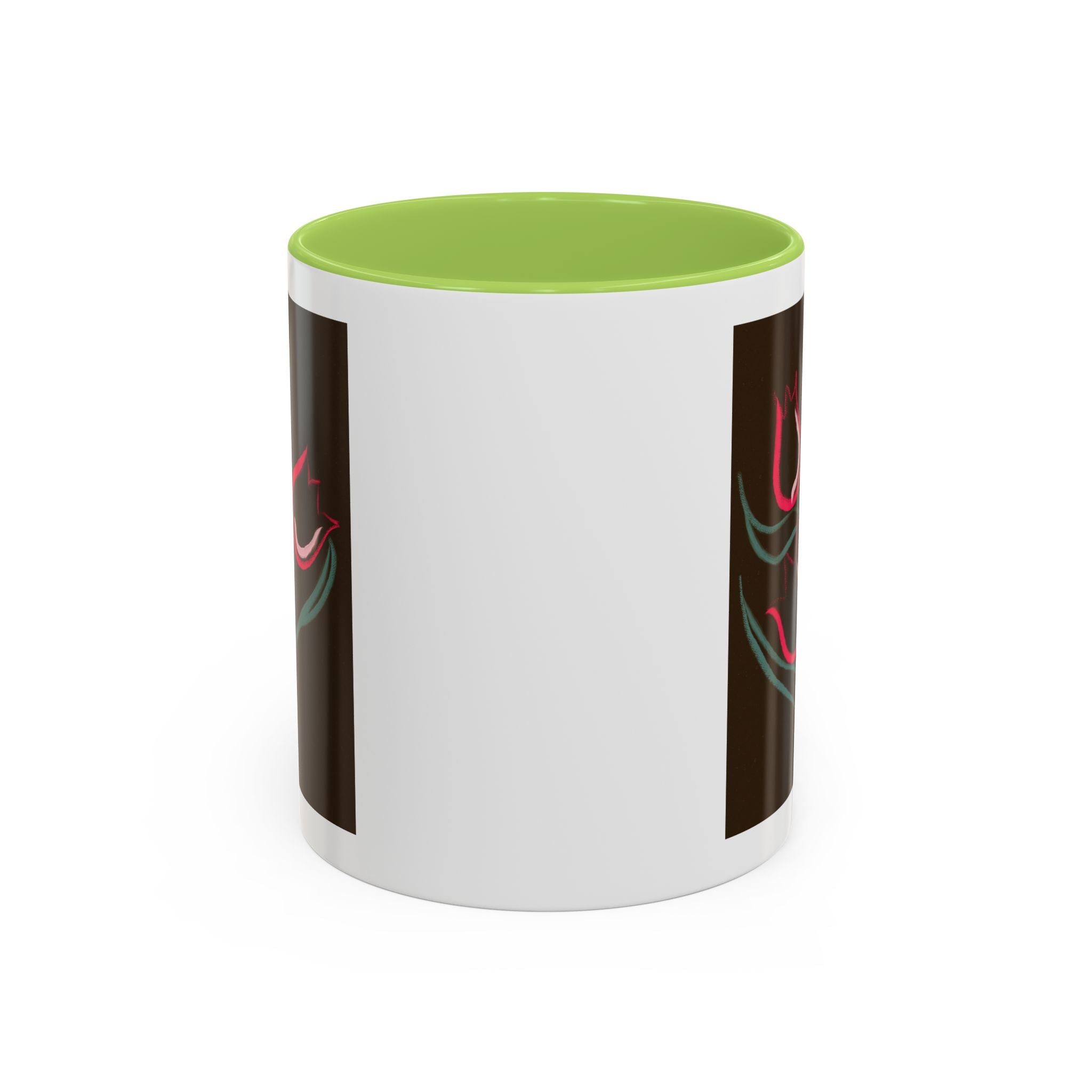 Tulip Floral Accent Coffee Mug — Pink Tulips on Dark Background (11/15 oz)