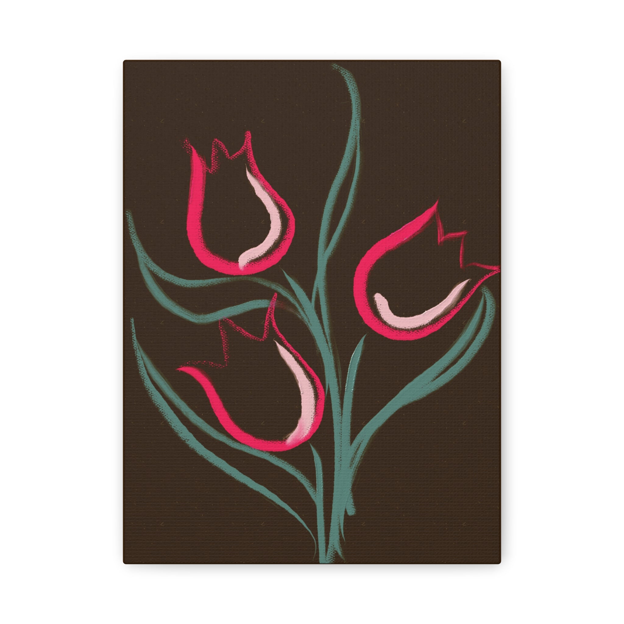 Tulip Print Canvas Art – Pink Floral Matte Stretched Print